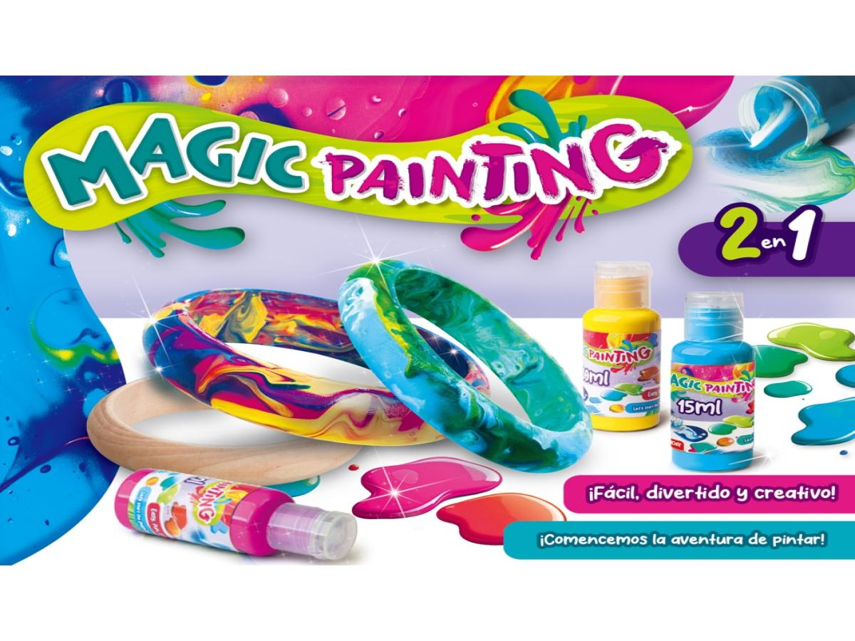 LOTE 176: CREA DISEÑOS CON PINTURAS MAGICAS, PULSERAS DE MADERA