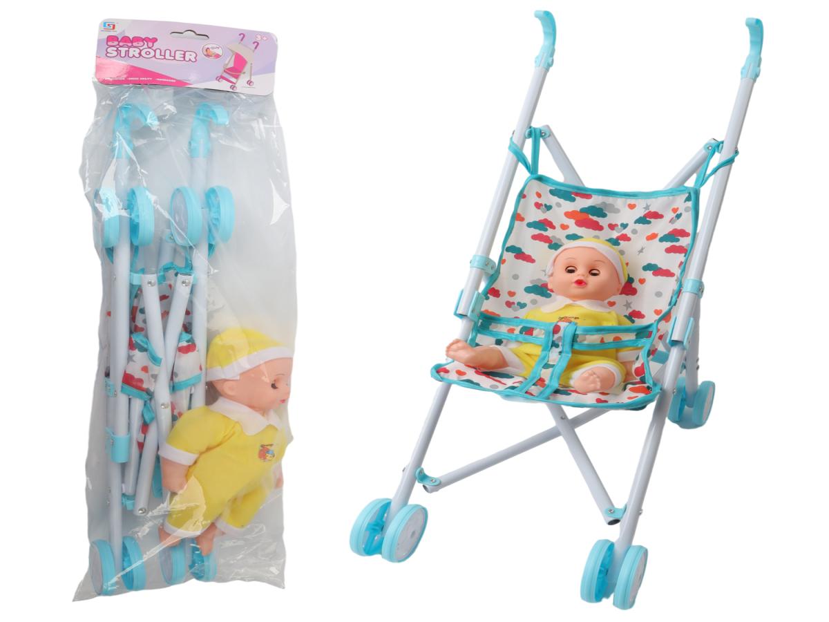 LOTE 204: BEBE 30CM Y COCHE DE PASEO