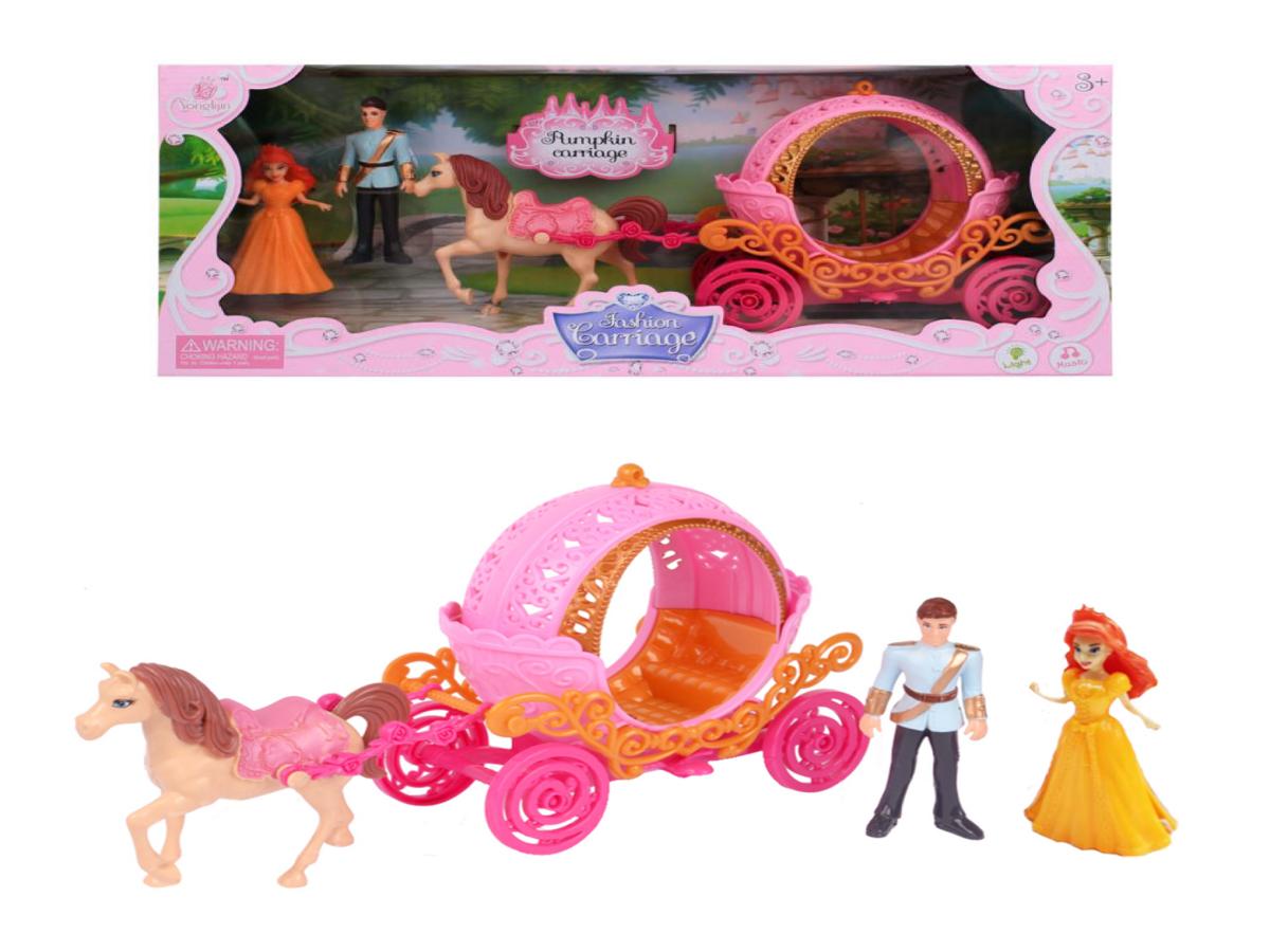 LOTE 240: SET CARRUAJE Y PRINCESA CON ACCESORIOS