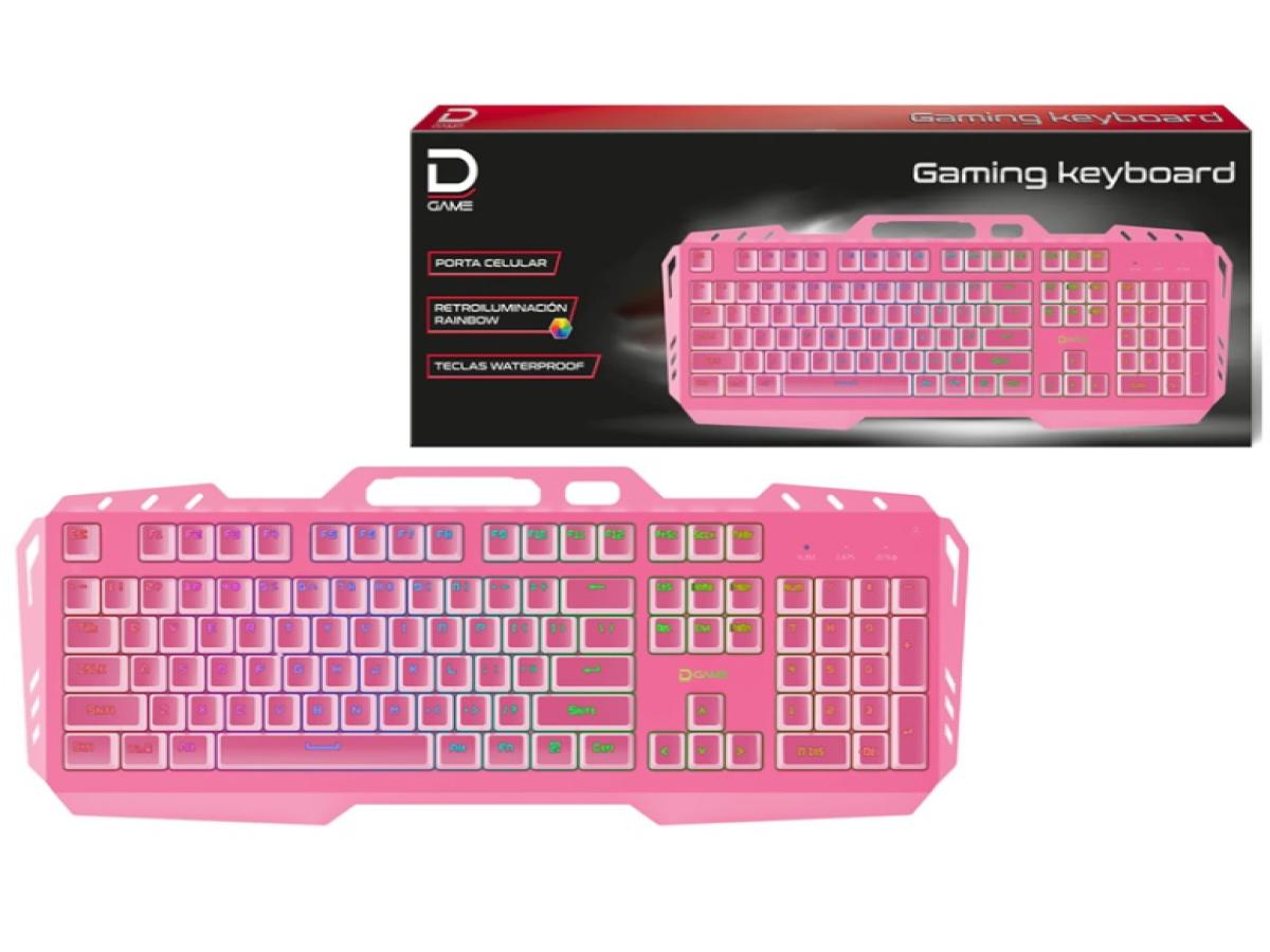 LOTE 277: TECLADO GAMING RETROILUM ROSADO USB