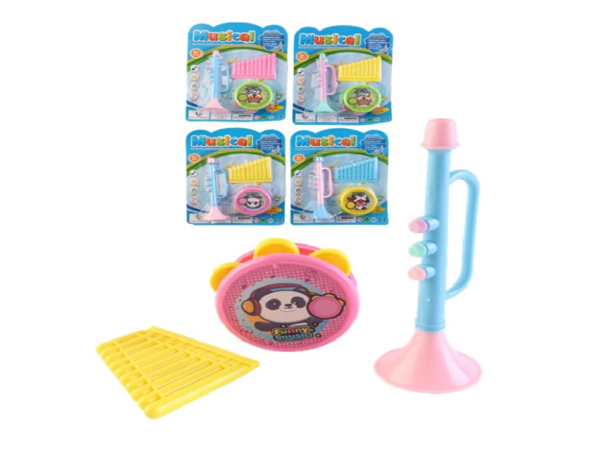 LOTE 315: SET MUSICAL TROMPETA BATERIA ZAMPONA
