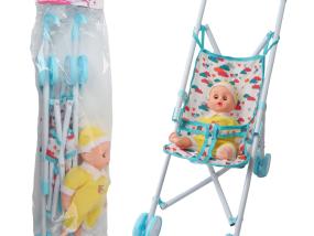 LOTE 204: BEBE 30CM Y COCHE DE PASEO